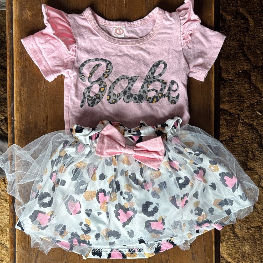 Pink 'Babe' T-Shirt and Tulle Skirt Set